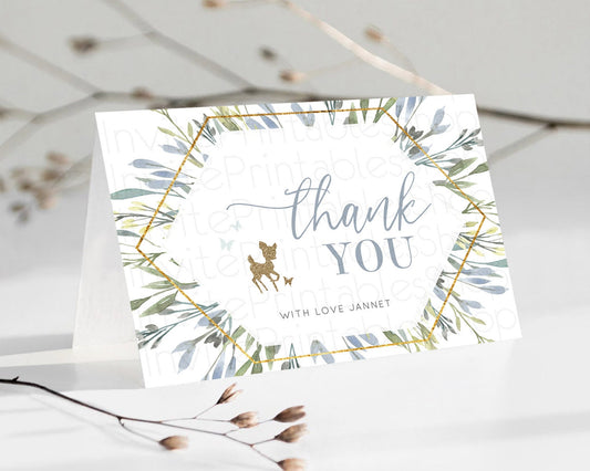 Fawn Thank You Deer Thank You Card Pastel Floral Deer Birthday Thank You Card Enchanted Forest Butterfly Deer Teacher Thank You Card D10534