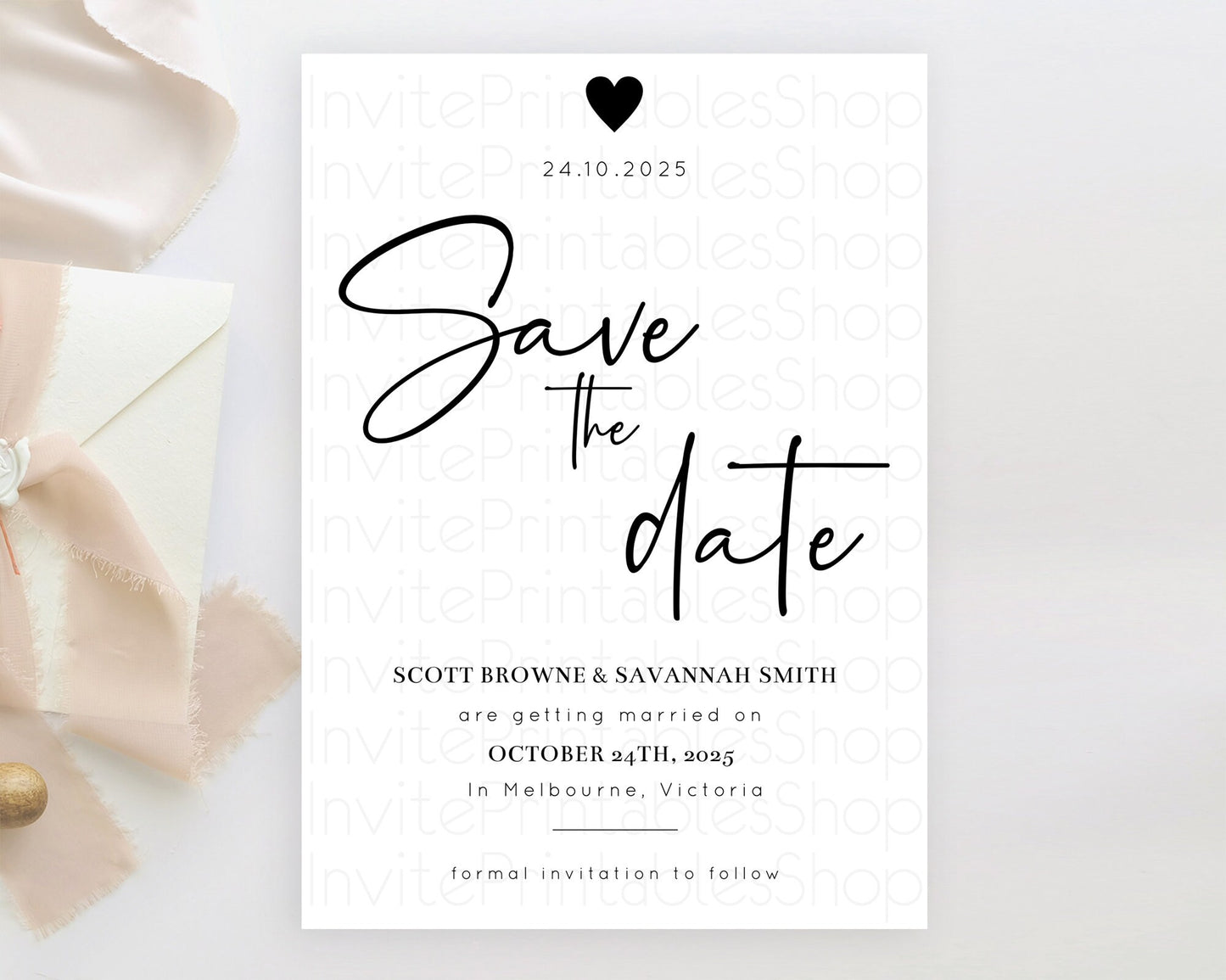 Minimalist White Save The Date Template Simple Modern White Party Theme For 1st Birthday Baptism Baby Shower Wedding Bridal Shower D10955