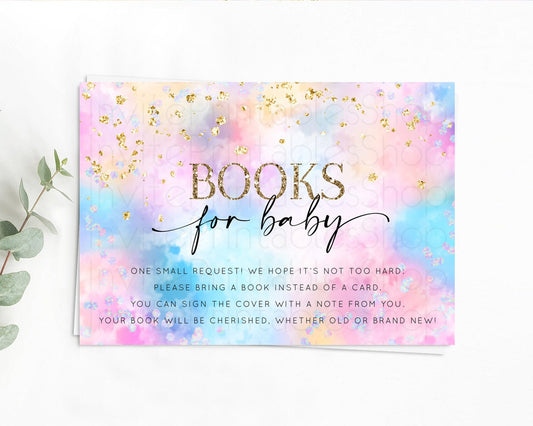 Pastel Books For Baby Card Pastel Rainbow Book Insert Colorful Ombre Watercolor Book Card Confetti Glitter Baby Book Poem Request D10607