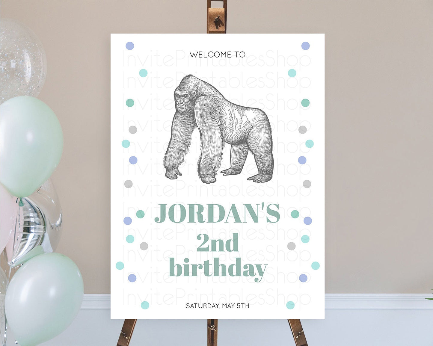 Gorilla Welcome Sign Gorilla Welcome Board Gorilla Party Welcome Poster Safari Adventure Decor Gorilla First Birthday Welcome Sign D10854