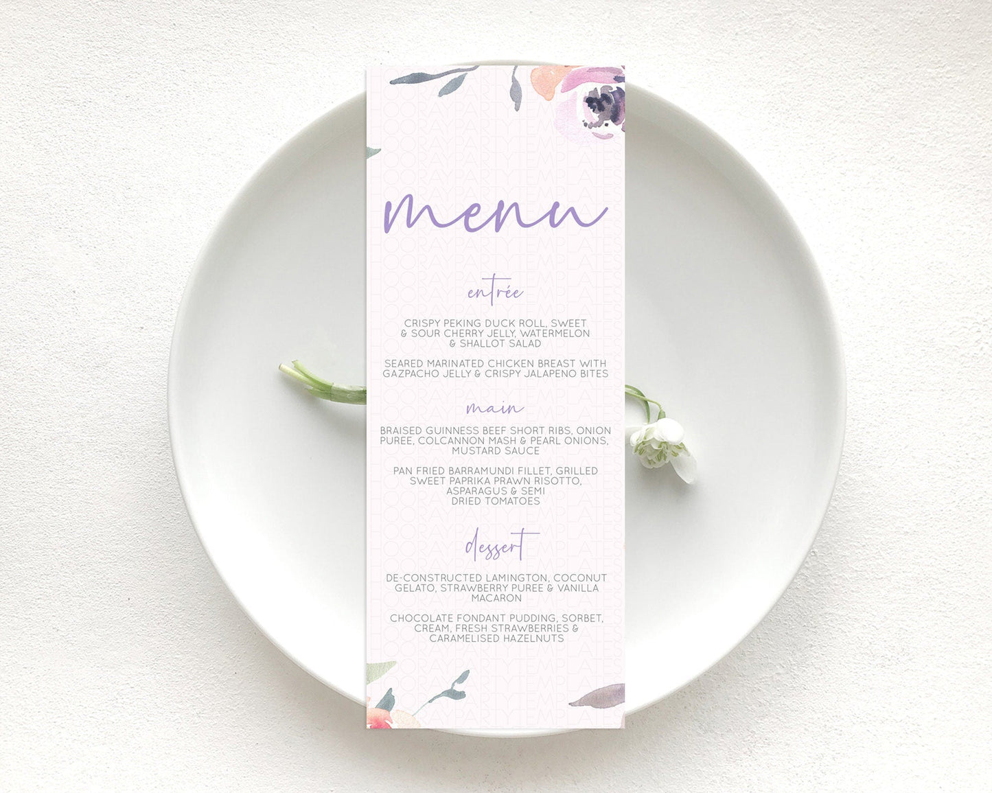 Secret Garden Menu Wildflower Menu Template Pastel Flower Garden Table Decor Boho Floral Dinner Dessert Floral Party Food Menu D10198