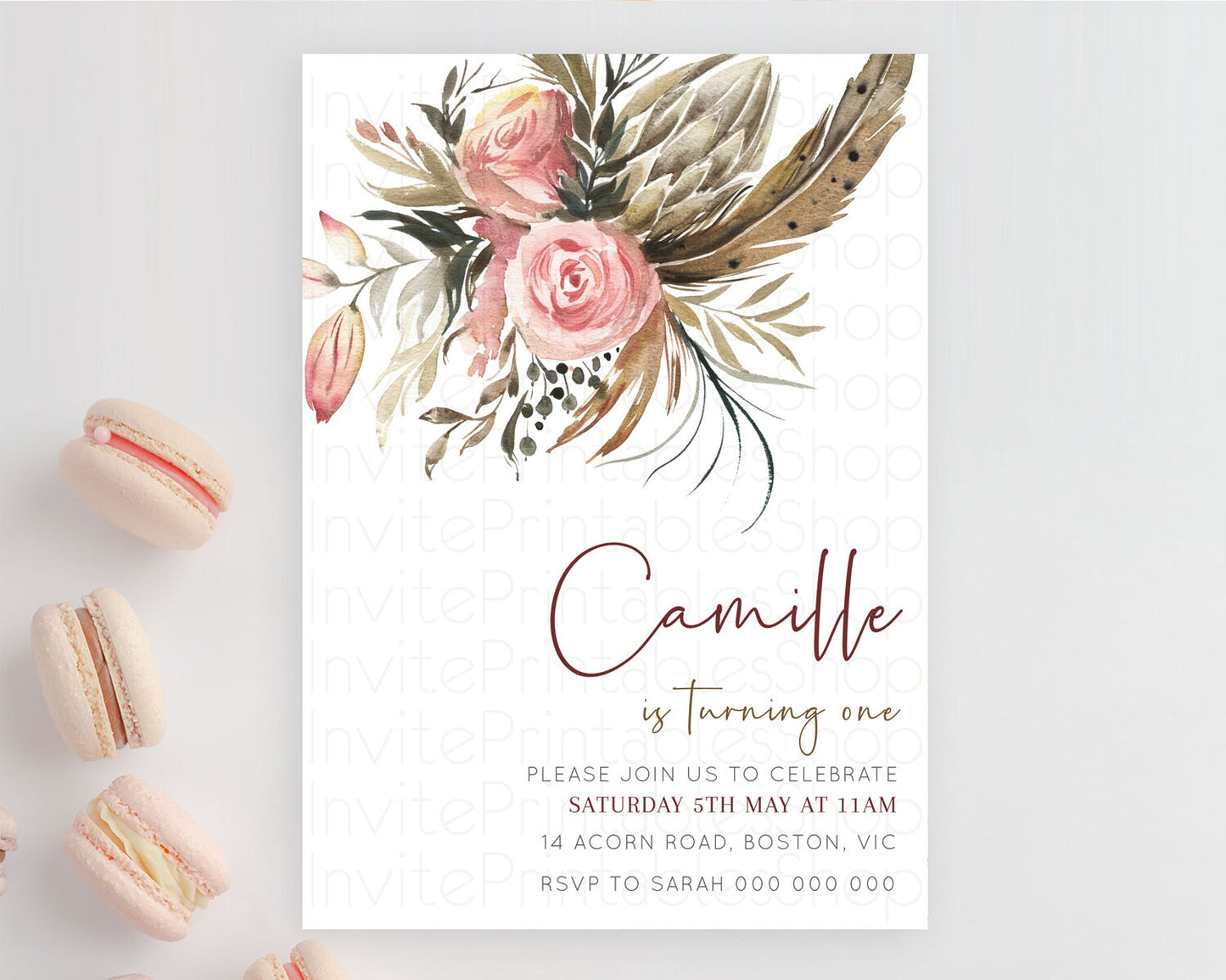 Secret Garden Invitation Wildflower Birthday Invitation Pastel Flowers Invite Enchanted Garden Boho Floral 3rd 2nd First Birthday D10686