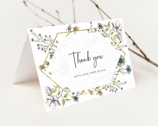 Editable Secret Garden Thank You Wildflower Thank You Card Pastel Flower Gar