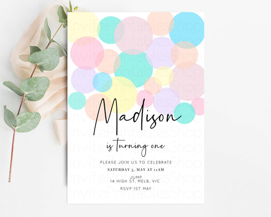 Rainbow Birthday Invitation Pastel Birthday Invitation Rainbow Confetti Invite Colorful Bubbles Invitation Rainbow Sprinkles 1st 2nd 3rd 208