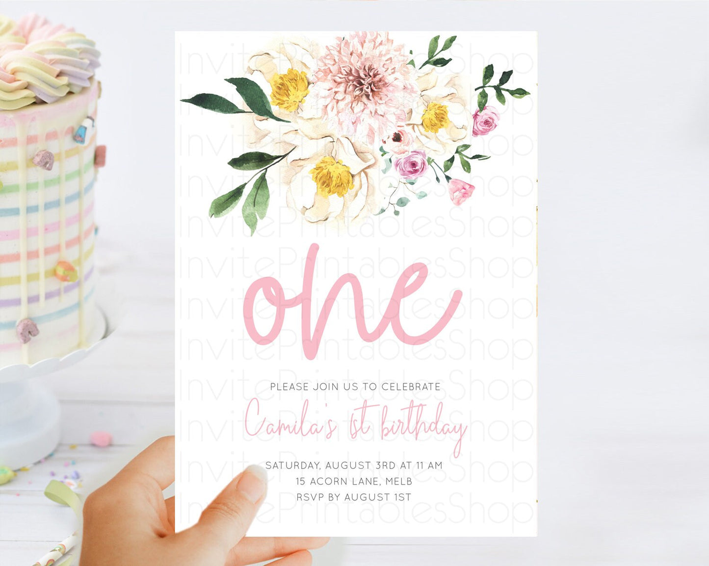 Secret Garden Invitation Wildflower Birthday Invitation Pastel Flowers Invite Enchanted Garden Boho Floral 3rd 2nd First Birthday D11040