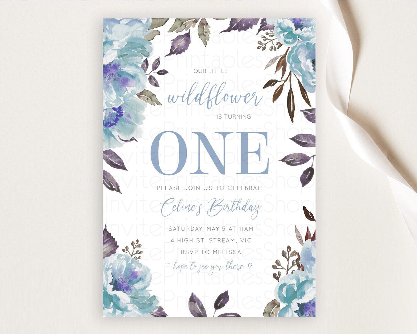 Secret Garden Invitation Wildflower Birthday Invitation Pastel Flowers Invite Enchanted Garden Boho Floral 3rd 2nd First Birthday D10730
