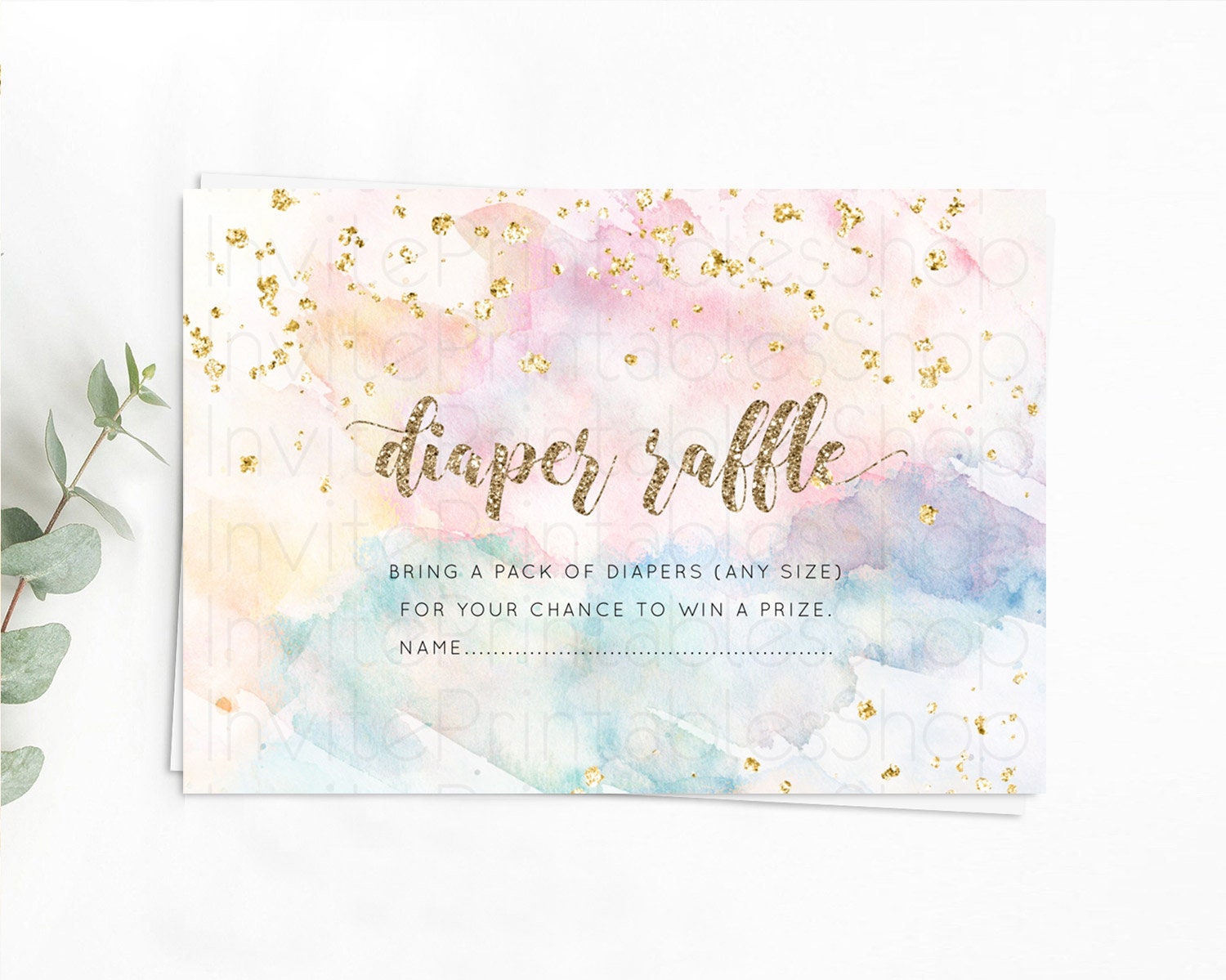 Editable Pastel Diaper Raffle Card Pastel Rainbow Diaper Raffle Insert Color