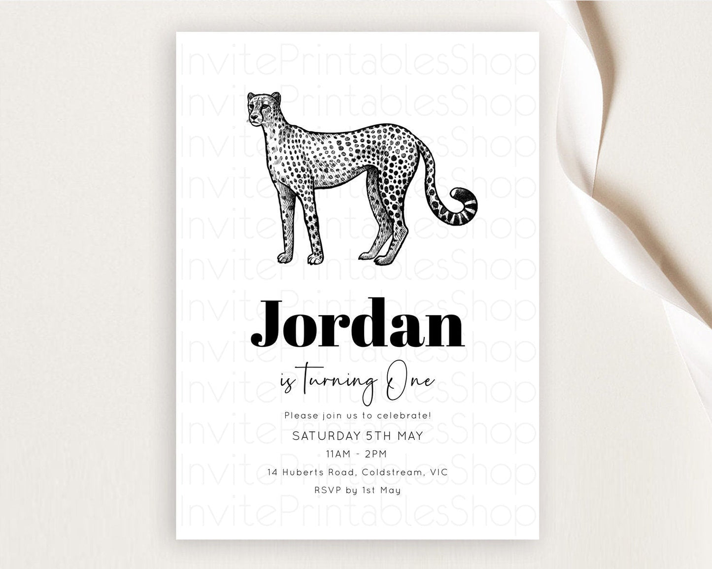 Cheetah Birthday Invitation Cheetah Invitation Cheetah Birthday Cheetah Safari Adventure Invite Cheetah Palm Leaf Invite Zoo Party D10290