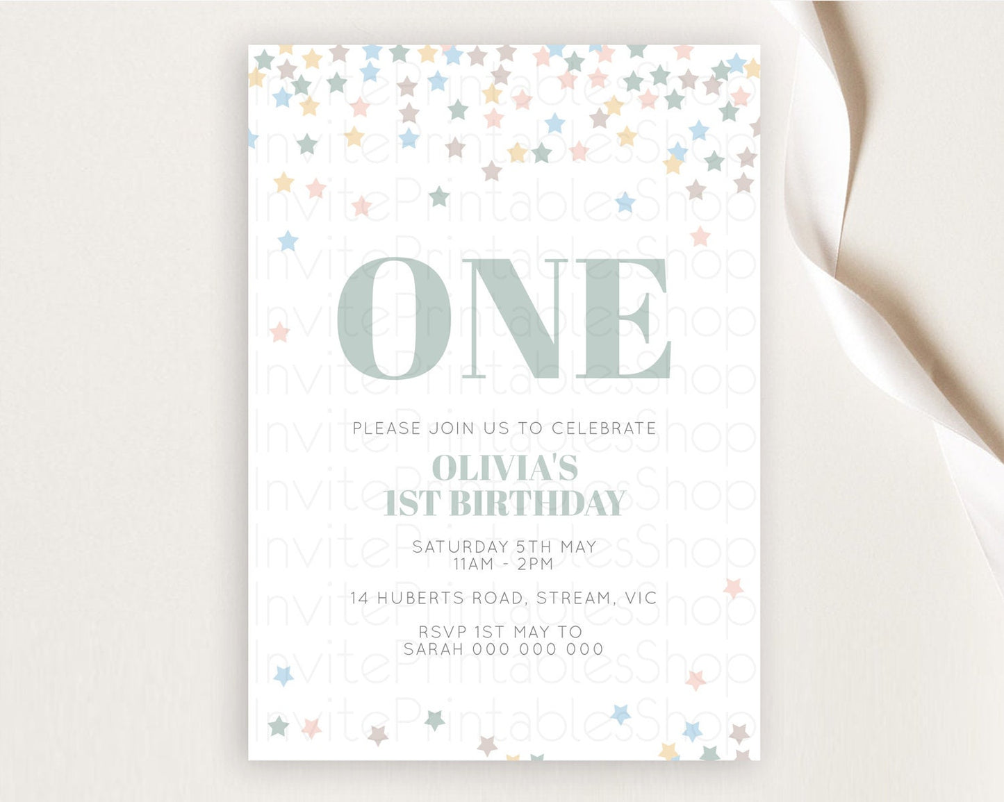 Star Birthday Invitation Pastel Stars Invite Shooting Star Party Rainbow Colorful Confetti Twinkle Little Star 2nd First Birthday D10795