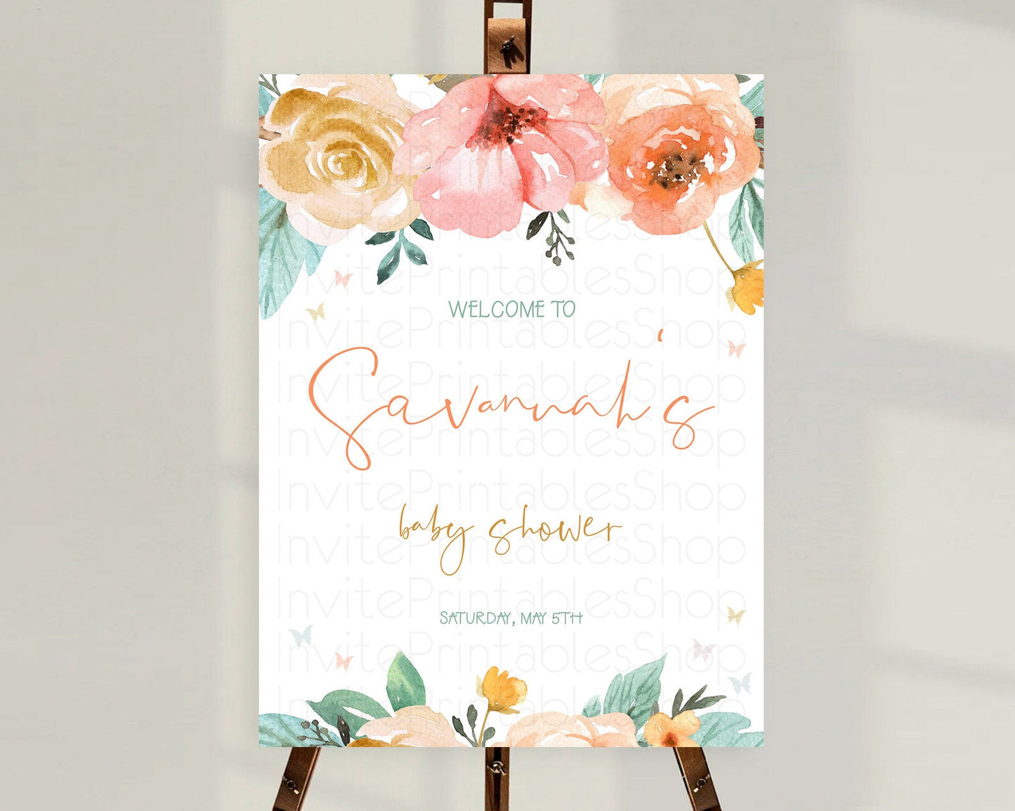 Secret Garden Baby Shower Welcome Sign Wildflower Welcome Board Pastel Flower Garden Welcome Poster Boho Wildflower Welcome Sign D10347