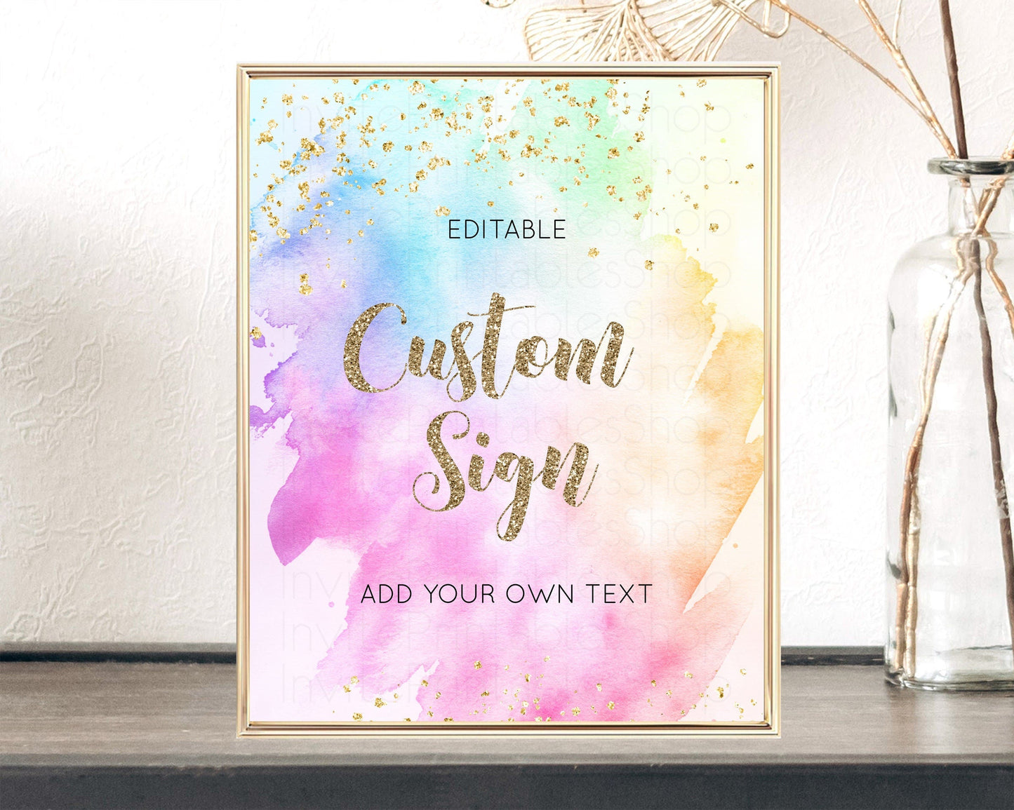Pastel Rainbow Sign Cards Gifts Sign Table Signs Diaper Sign Books Sign Food Sign Custom Sign Glitter Wedding Birthday Baby Shower 8x10 g504