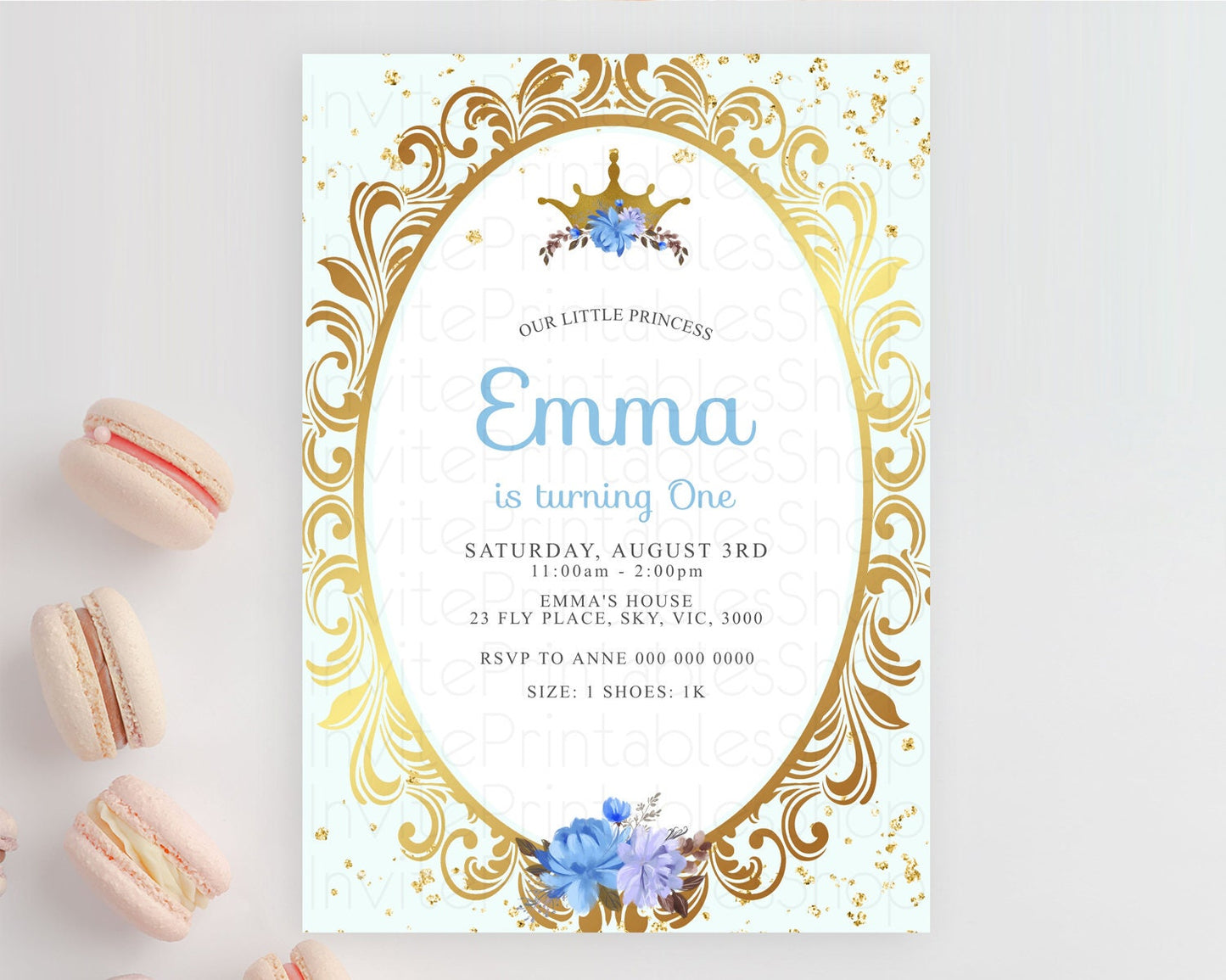 Princess Birthday Invitation Castle Invitation Royal Birthday Fairy Tale Enchanted Mirror Pastel Floral Garden 1st First Birthday D10137