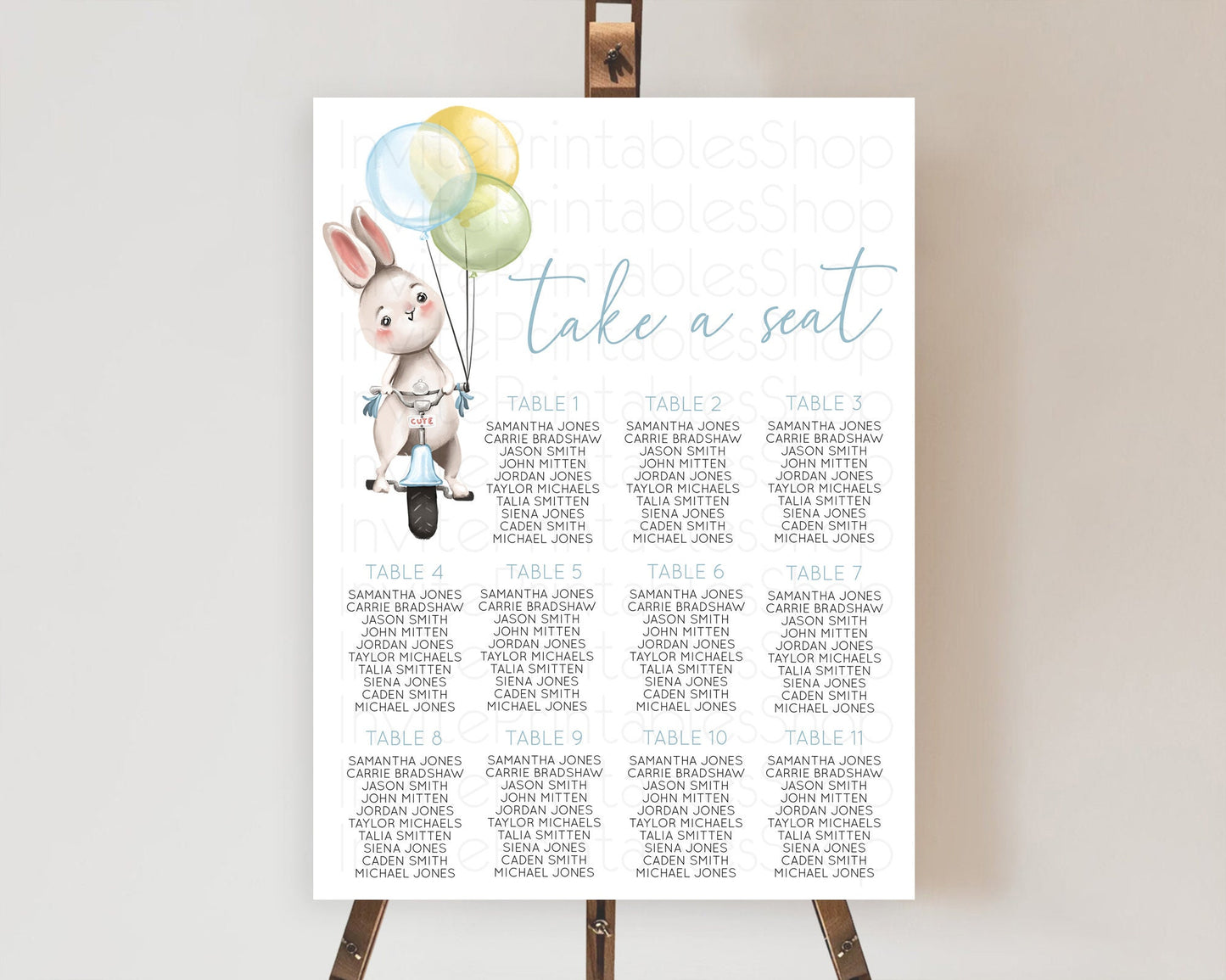 Bunny Seating Chart Pastel Bunny Seating Chart Bunny Balloon Seating Sign Pastel Confetti Balloon Bunny Seating Board Bunny Decor D10783