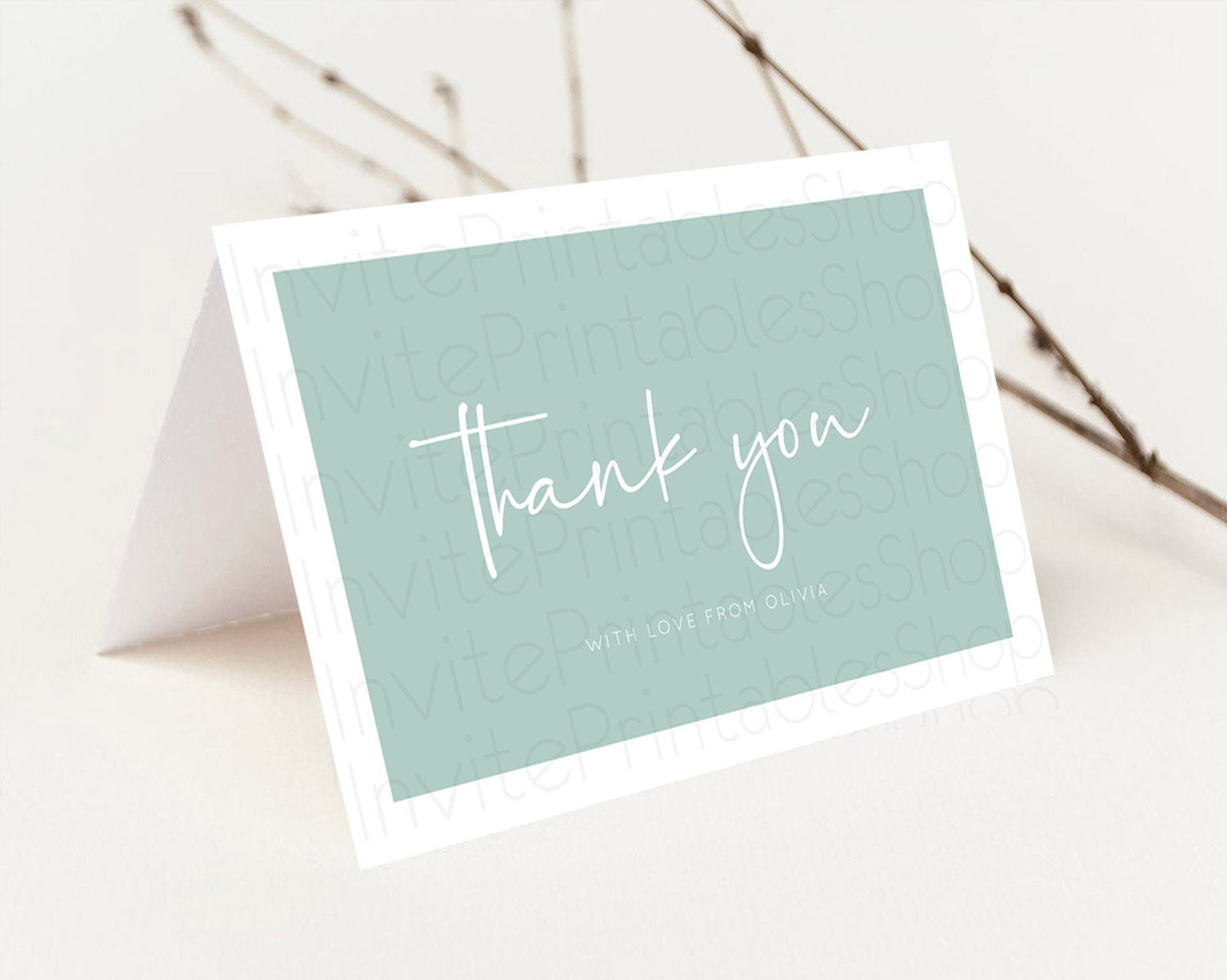 Green Thank You Pastel Green Thank You Card Green Birthday Thank You Card Modern Green Cards Simple Green Teacher Thank You Cards D10736