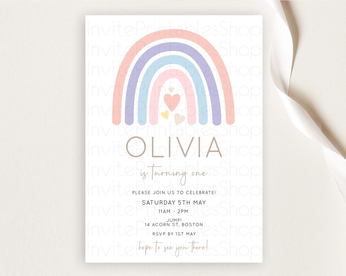 Pastel Rainbow Birthday Invitation Pastel Rainbow Invitation Rainbow Invitation Pastel Invitation Boho Rainbow 1st First Birthday D10788