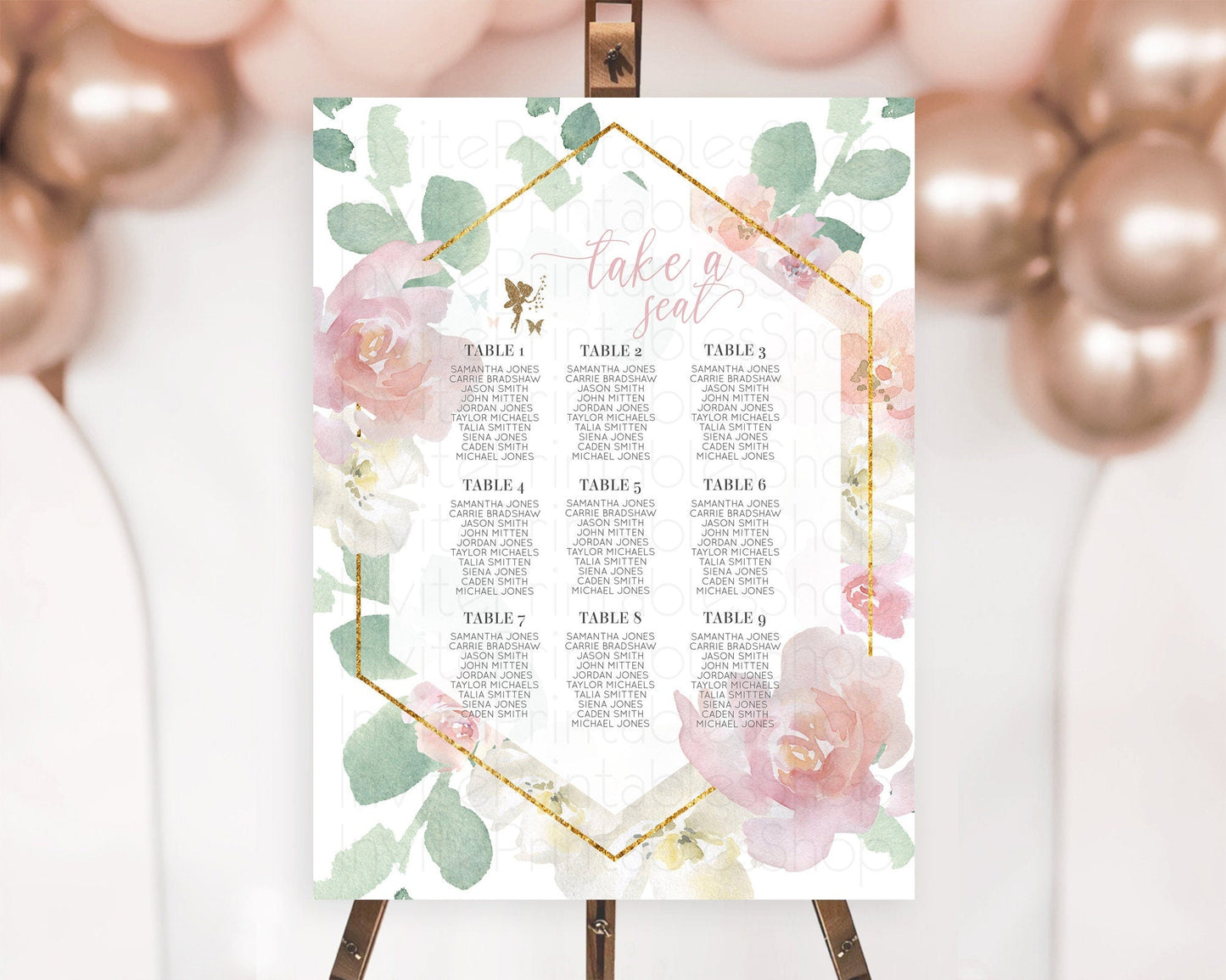 Fairy Seating Chart Pastel Fairy Seating Chart Fairy Tea Party Fairy Garden Seating Sign Enchanted Garden Floral Butterfly Decor D10965