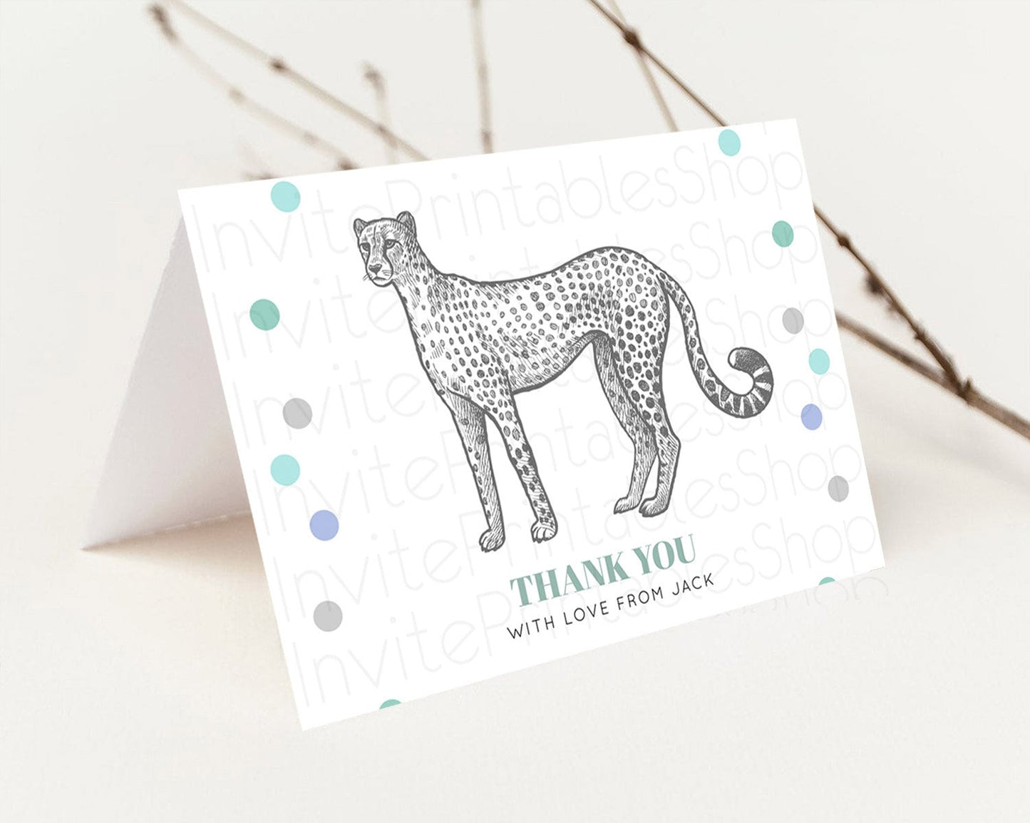 Cheetah Thank You Cheetah Thank You Card Cheetah Party Birthday Thank You Card Safari Card Template Cheetah Teacher Thank You Cards D10857