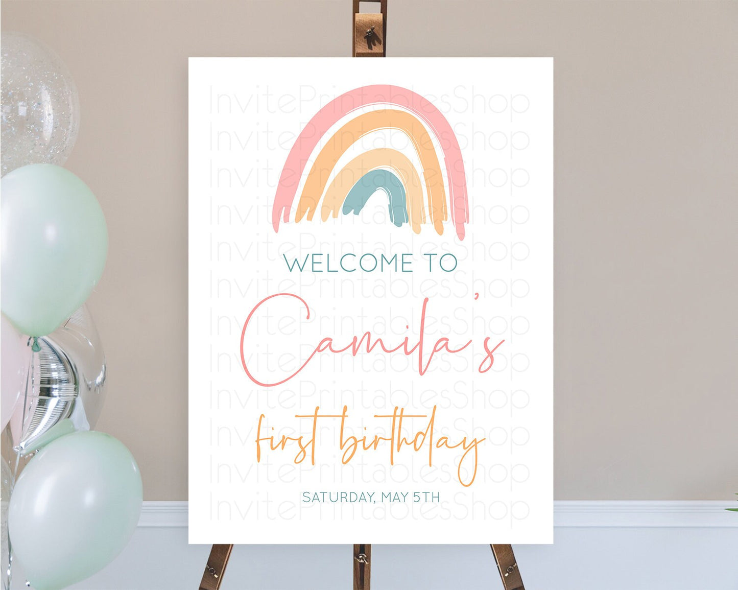 Pastel Rainbow Welcome Sign Boho Rainbow Welcome Board Rainbow Welcome Sign Pastel Welcome Decor Rainbow First Birthday Welcome Sign D10351