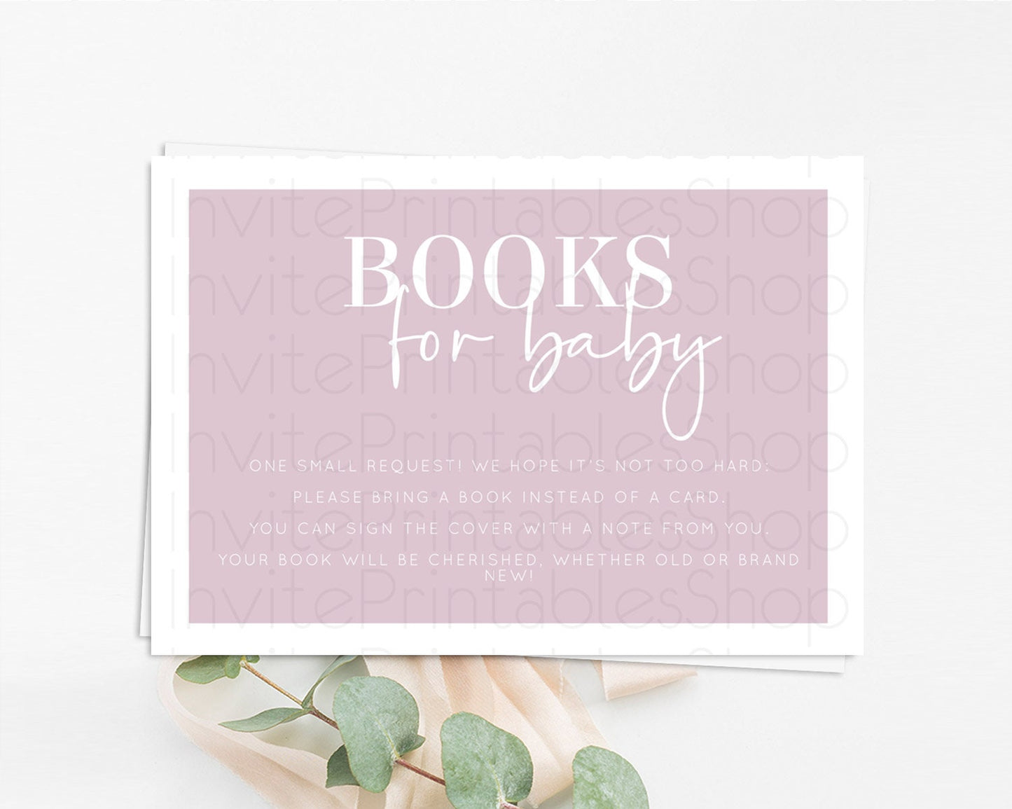 Pink Books For Baby Card Plain Pink Book Insert Minimalist Pastel Pink Book Card Pink Simple Baby Shower Book Poem Request D10940