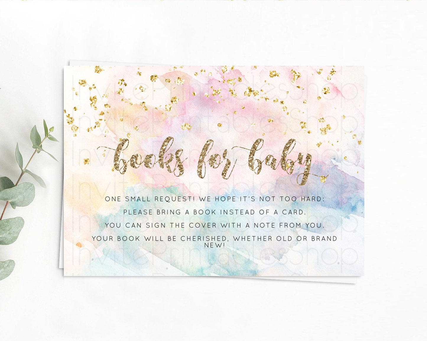 Pastel Books For Baby Card Pastel Rainbow Book Insert Colorful Ombre Watercolor Book Card Confetti Glitter Baby Book Poem Request D10264