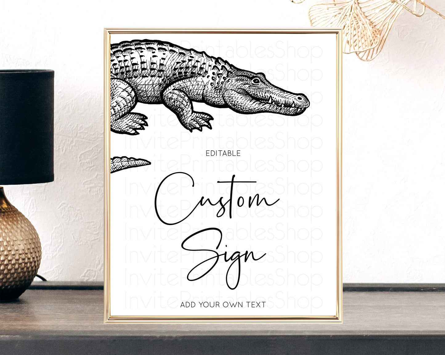 Croc Gator Sign Swamp Table Sign Decor Croc Gator Party Sign Template Safari Adventure Croc Gator Minimal Theme 1st Birthday Baptism D10286