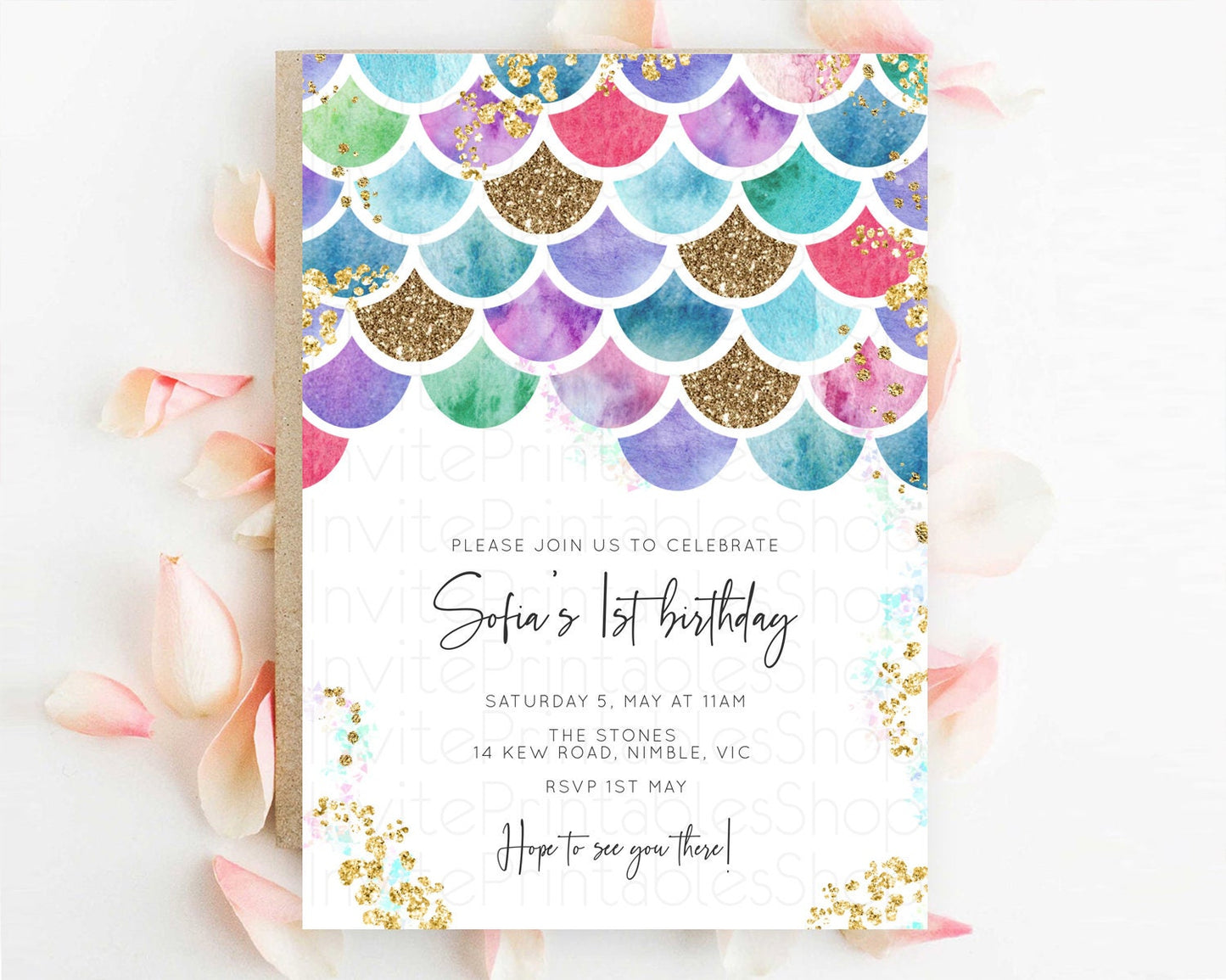 Rainbow Fish Invitation Rainbow Fish Birthday Invitation Watercolor Mermaid Invitation Rainbow Sea Invitation Pastel First Birthday D10581