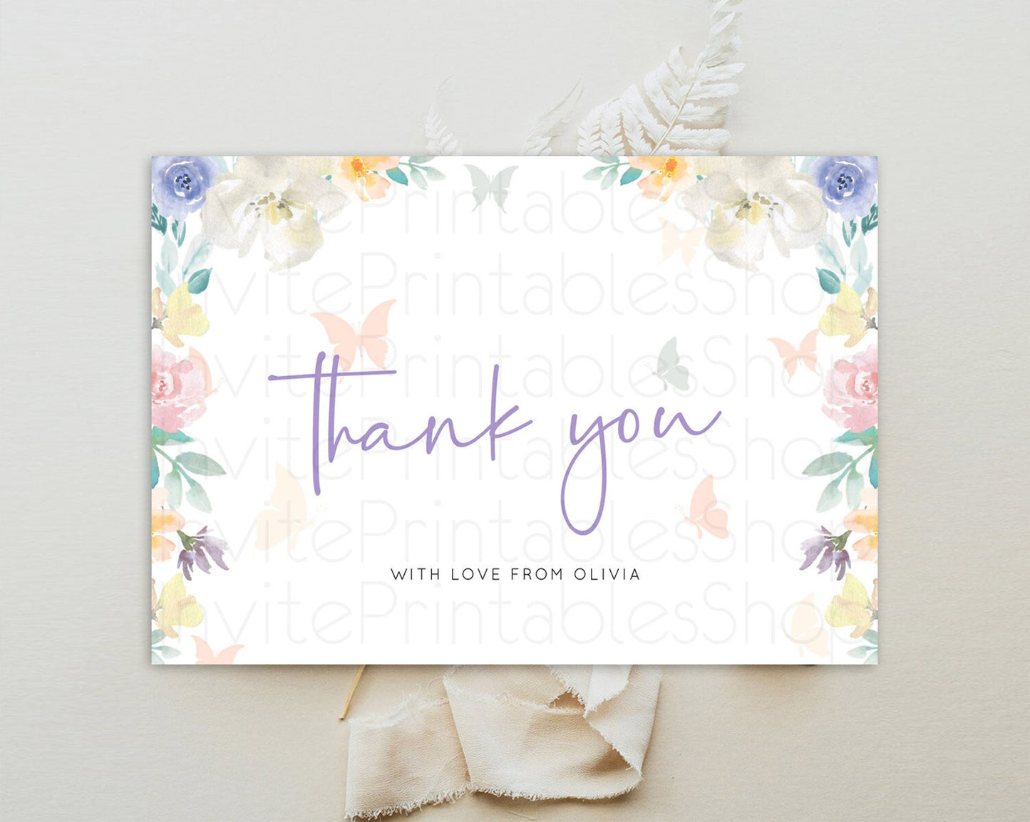 Secret Garden Thank You Wildflower Thank You Card Pastel Flower Garden Birthday Thank You Card Boho Floral Teacher Thank You Card D10710