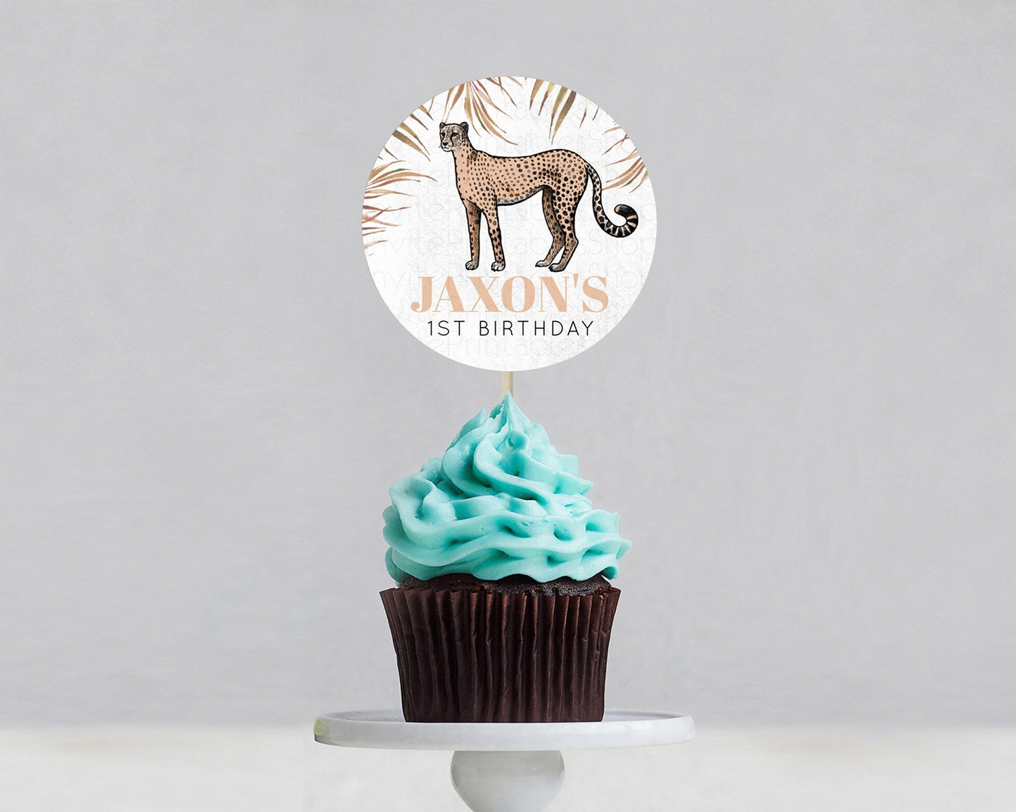 Cheetah Cupcake Toppers Cheetah Cupcake Cheetah Safari Cupcake Adventure Cheetah Cupcake Topper Palm Leaf Zoo First Birthday Decor D10291