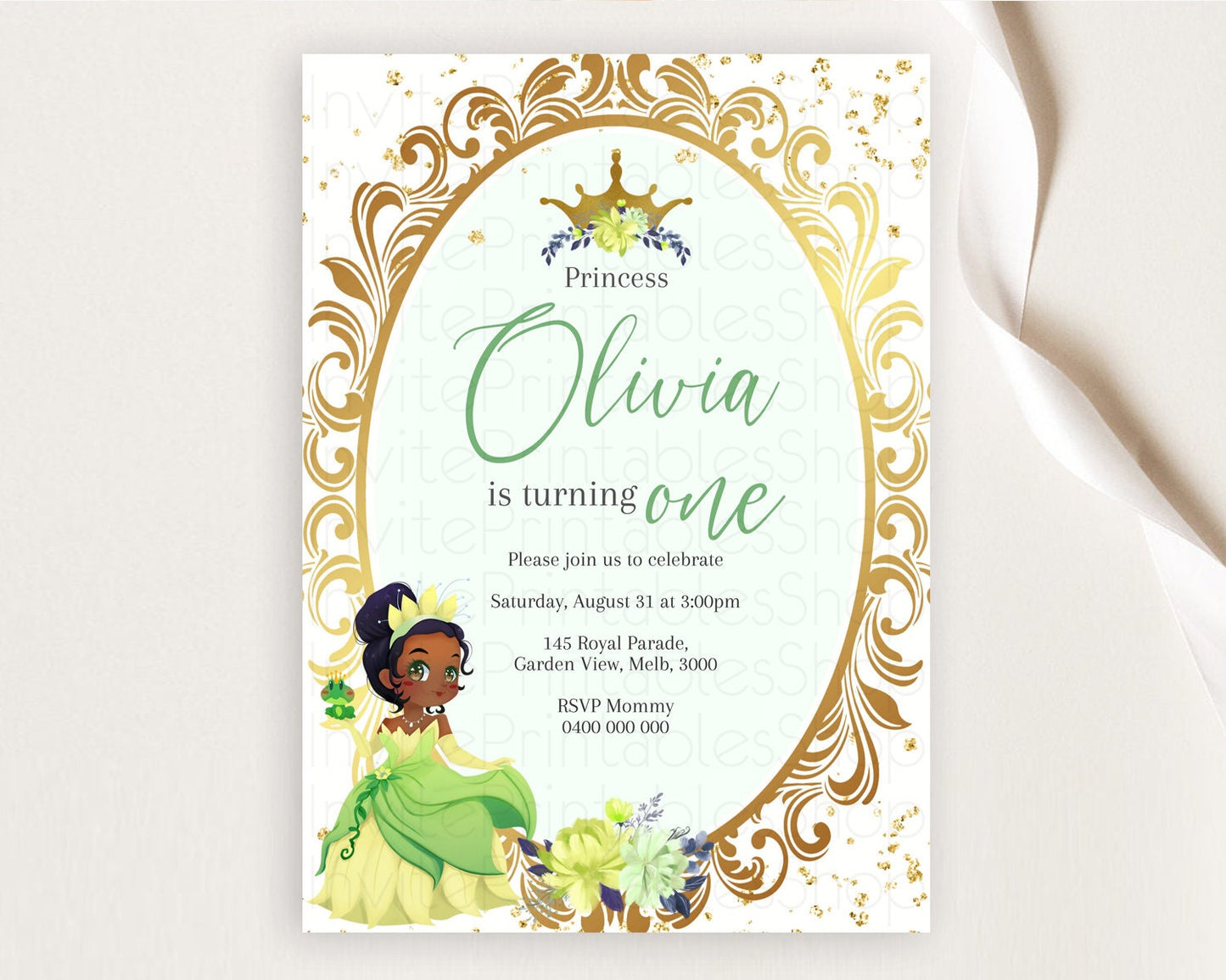 Princess Birthday Invitation Castle Invitation Royal Birthday Fairy Tale Enchanted Mirror Pastel Floral Garden 1st First Birthday D10744