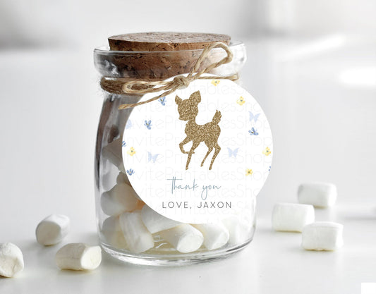 Editable Fawn Thank You Tags Deer Thank You Gift Tags Pastel Floral Deer Fav