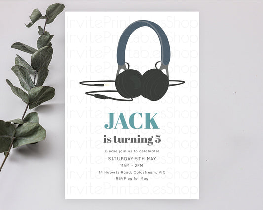 Editable DJ Birthday Invitation DJ Headphones Birthday Invitation Zoom Party