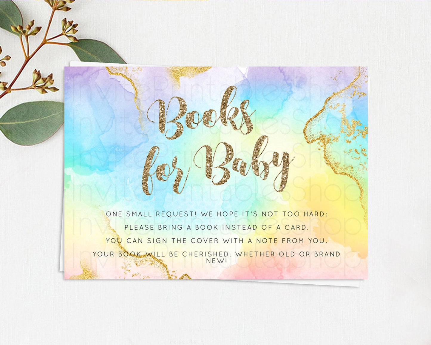 Editable Pastel Books For Baby Card Pastel Rainbow Book Insert Colorful Ombr