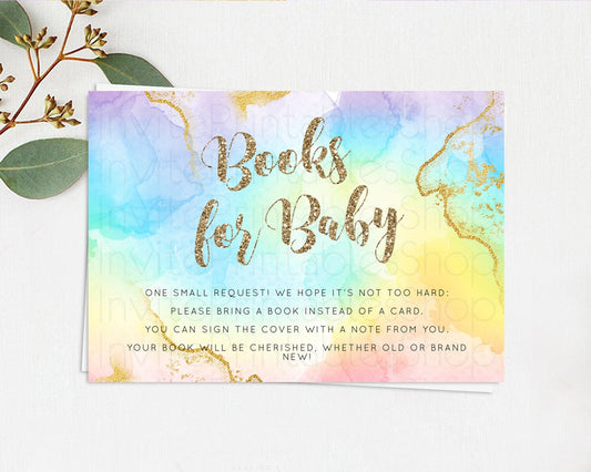 Editable Pastel Books For Baby Card Pastel Rainbow Book Insert Colorful Ombr