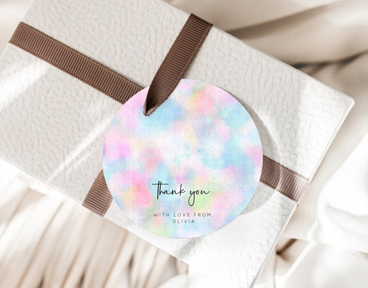 Pastel Thank You Tags Rainbow Thank You Gift Tags Colorful Pastel Favor Tags Confetti Watercolor Pastel First Birthday Thank You D10694