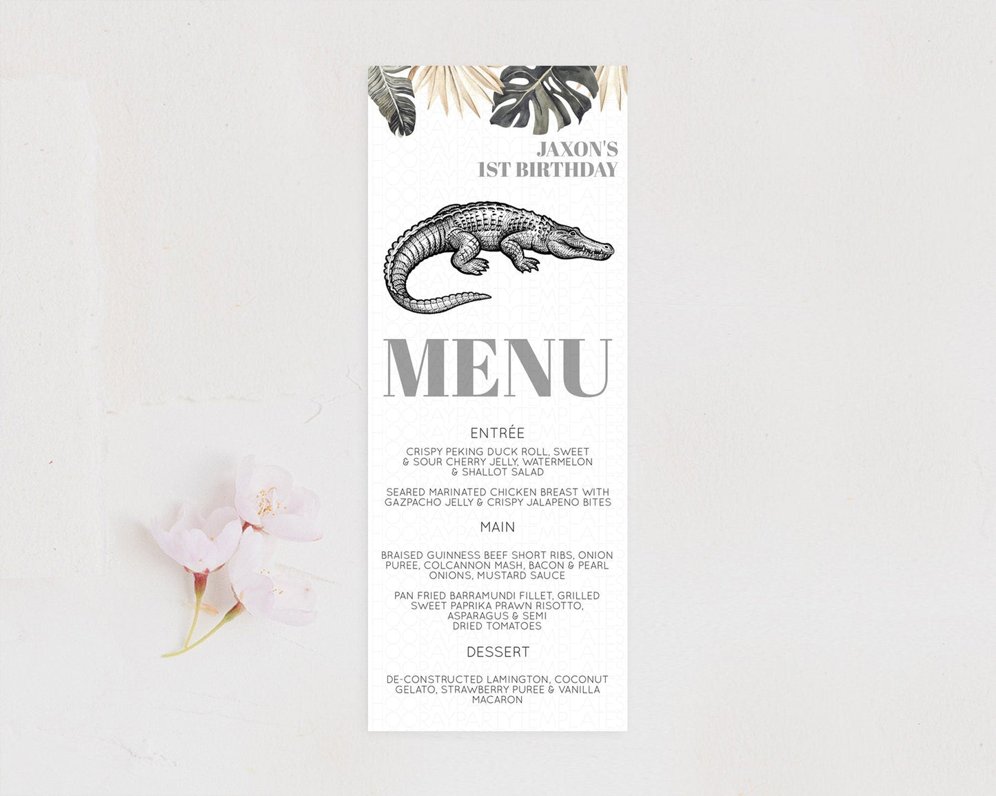 Crocodile Menu Alligator Menu Template Croc Gator Table Decor Croc Gator Dinner Dessert Menu Croc Gator Birthday Party Food Menu D10830