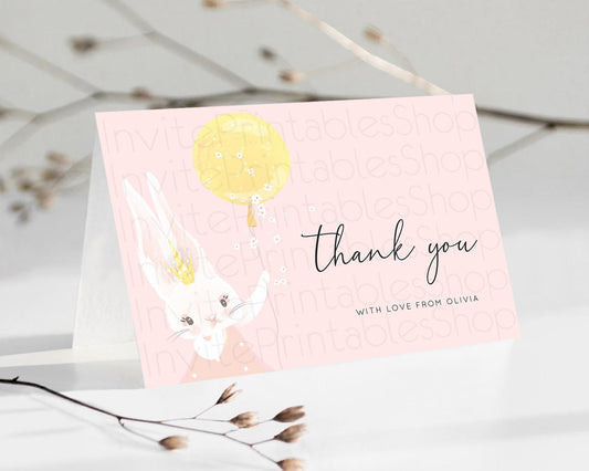 Editable Bunny Thank You Bunny Balloon Thank You Card Colorful Pastel Confet