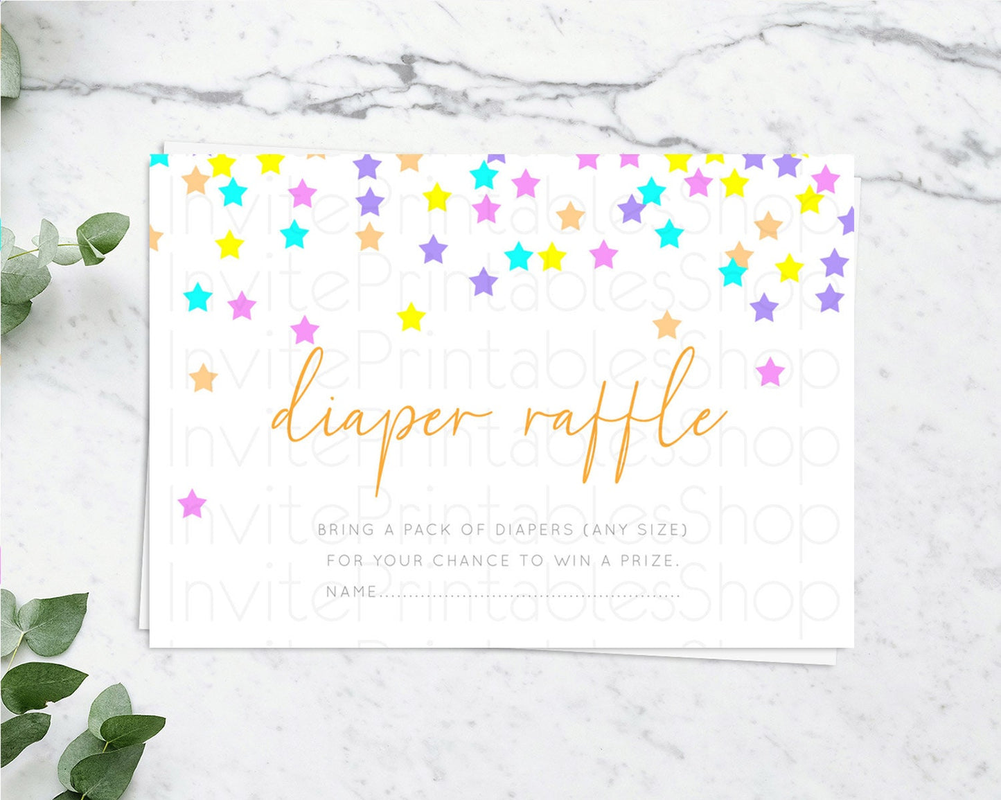 Pastel Star Diaper Raffle Card Shooting Star Diaper Raffle Insert Twinkle Little Star Diaper Ticket Rainbow Confetti Raffle Game D10397