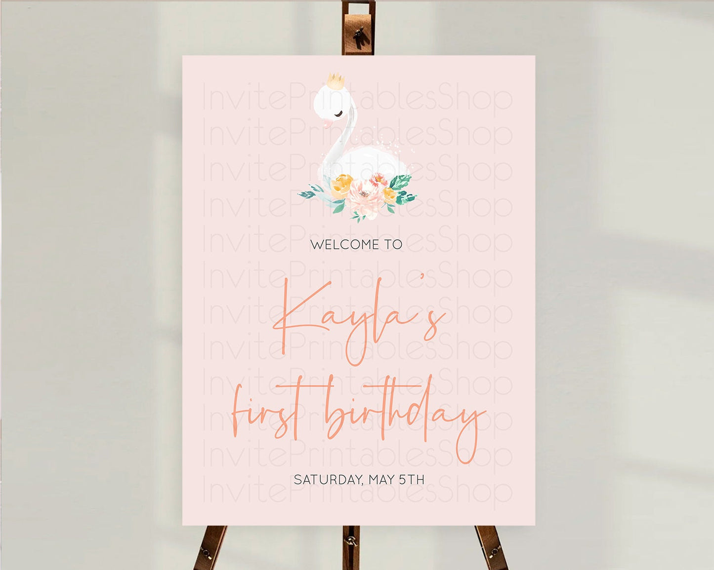 Swan Welcome Board Swan Princess Ballet Welcome Sign Enchanted Swan Lake Secret Garden Pastel Floral First Birthday Welcome Sign D10388