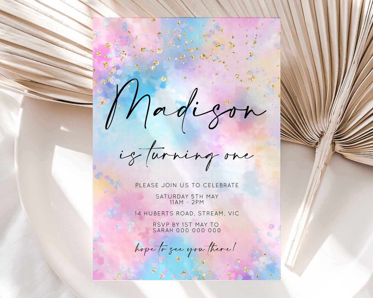 Rainbow Birthday Invitation Pastel Birthday Invite Ombre Rainbow Invite Colorful Watercolor Invite Glitter Clouds Invite 1st 2nd 3rd 589v4