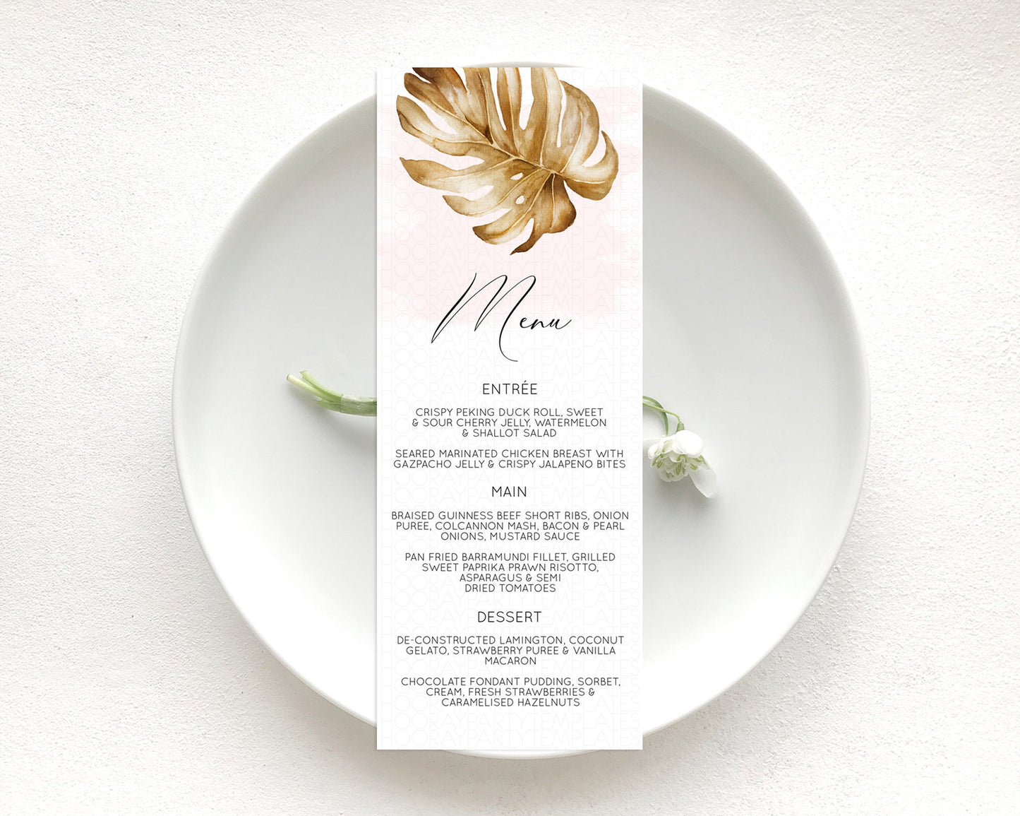 Editable Tropical Menu Template Tropical Menu Palm Leaf Fern Table Decor Fra