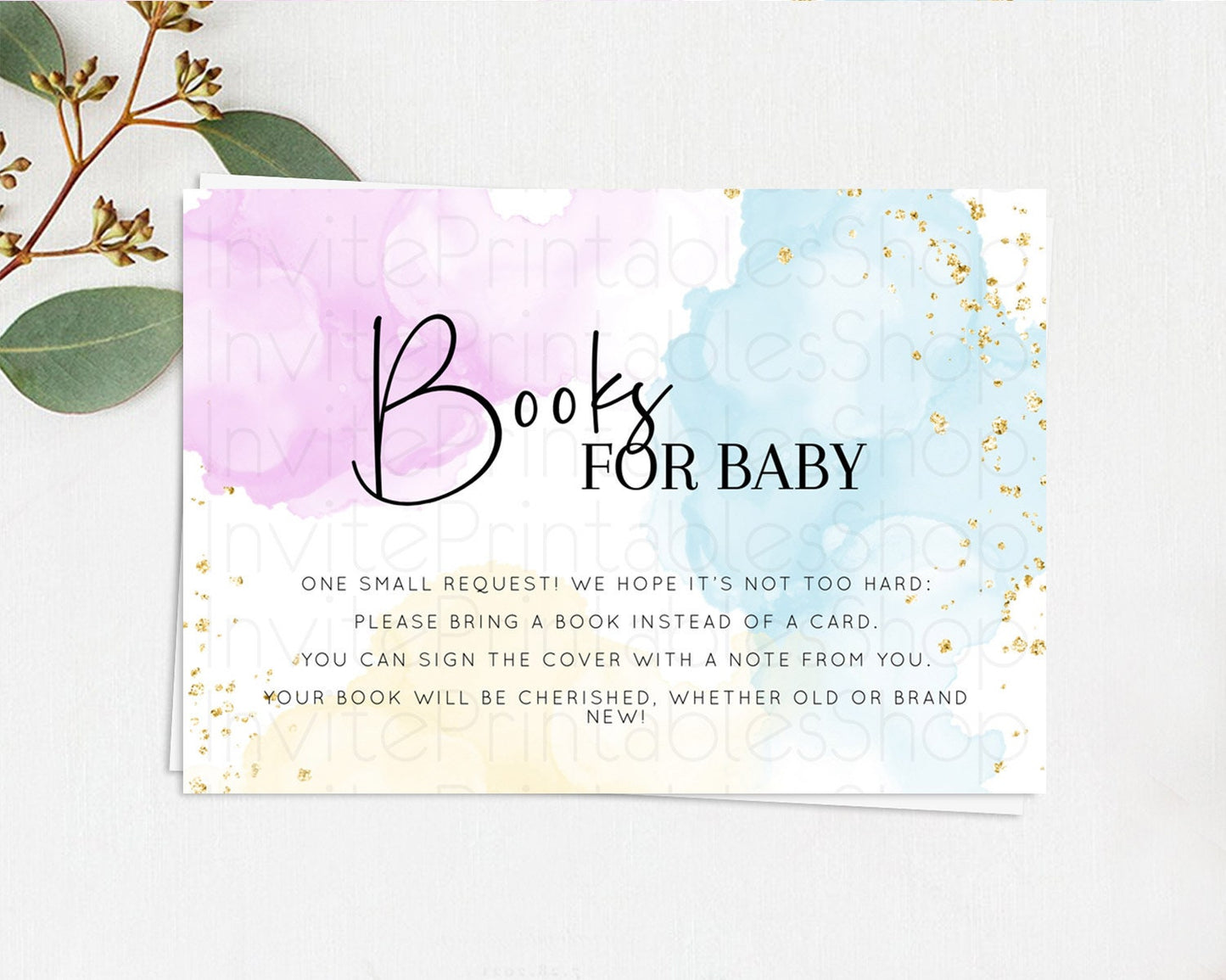 Pastel Books For Baby Card Pastel Rainbow Book Insert Colorful Ombre Watercolor Book Card Confetti Glitter Baby Book Poem Request D10155