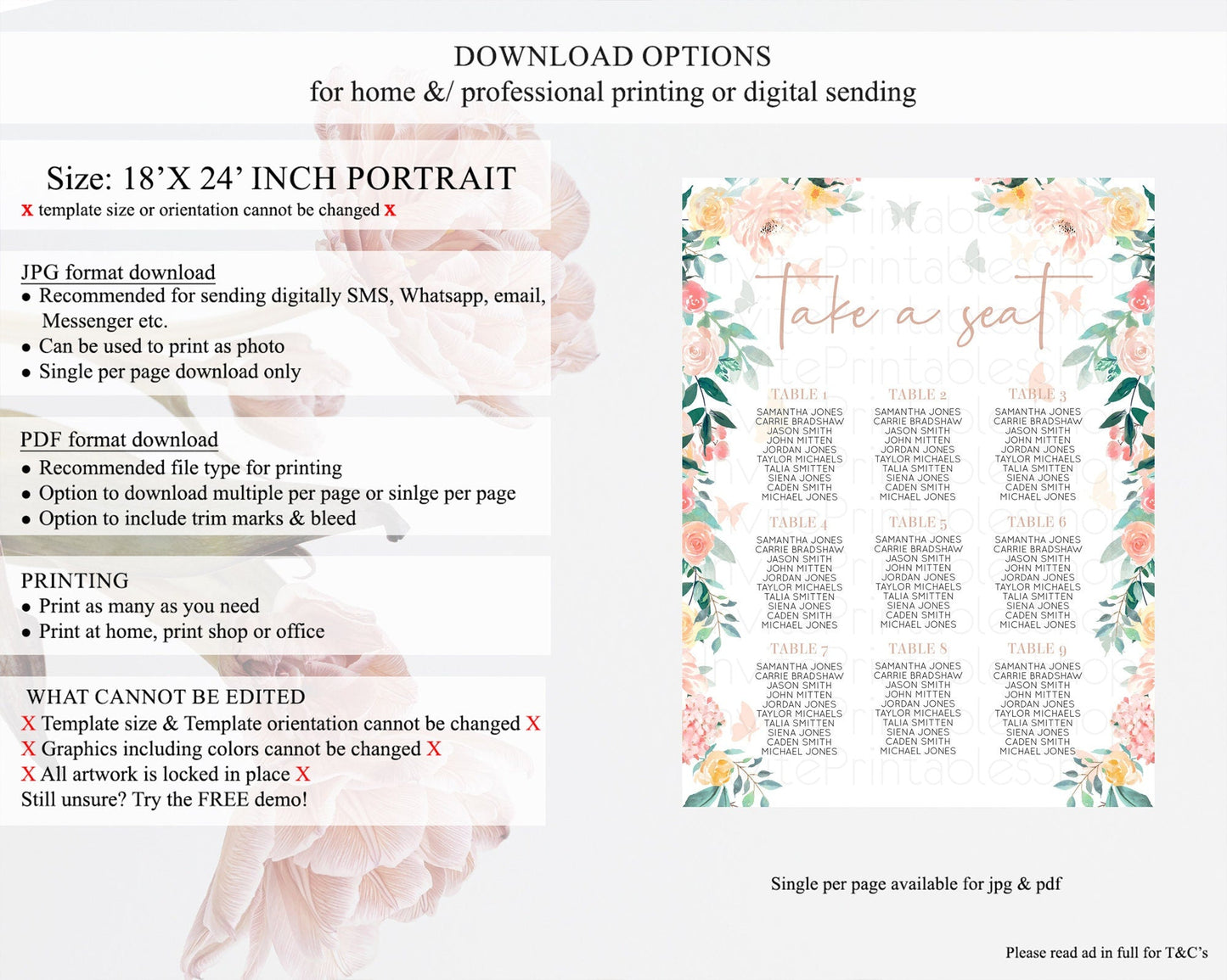 Secret Garden Seating Chart Wildflower Seating Chart Pastel Flowers Seating Chart Enchanted Garden Boho Floral Take A Seat Decor D10706