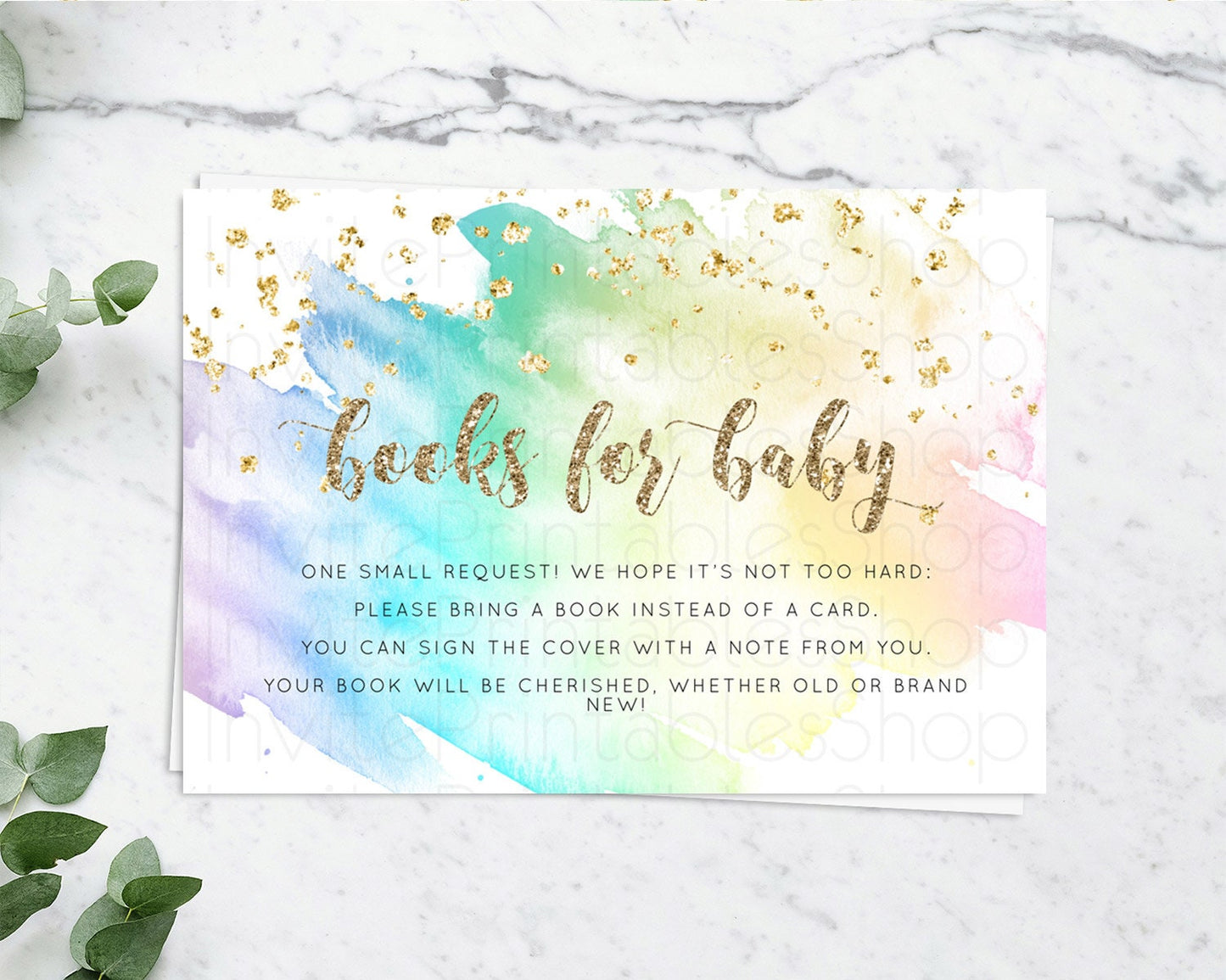 Pastel Books For Baby Card Pastel Rainbow Book Insert Colorful Ombre Watercolor Book Card Confetti Glitter Baby Book Poem Request D10259