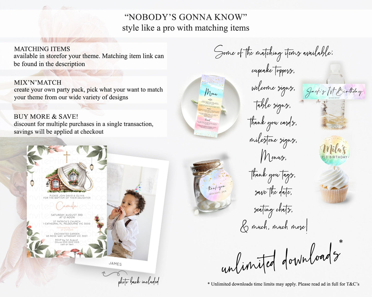Fairy Baptism Invitation Fairy Baptism 1st Birthday Invitation Enchanted Secret Garden Christening Invite Pastel Floral Butterfly D10851