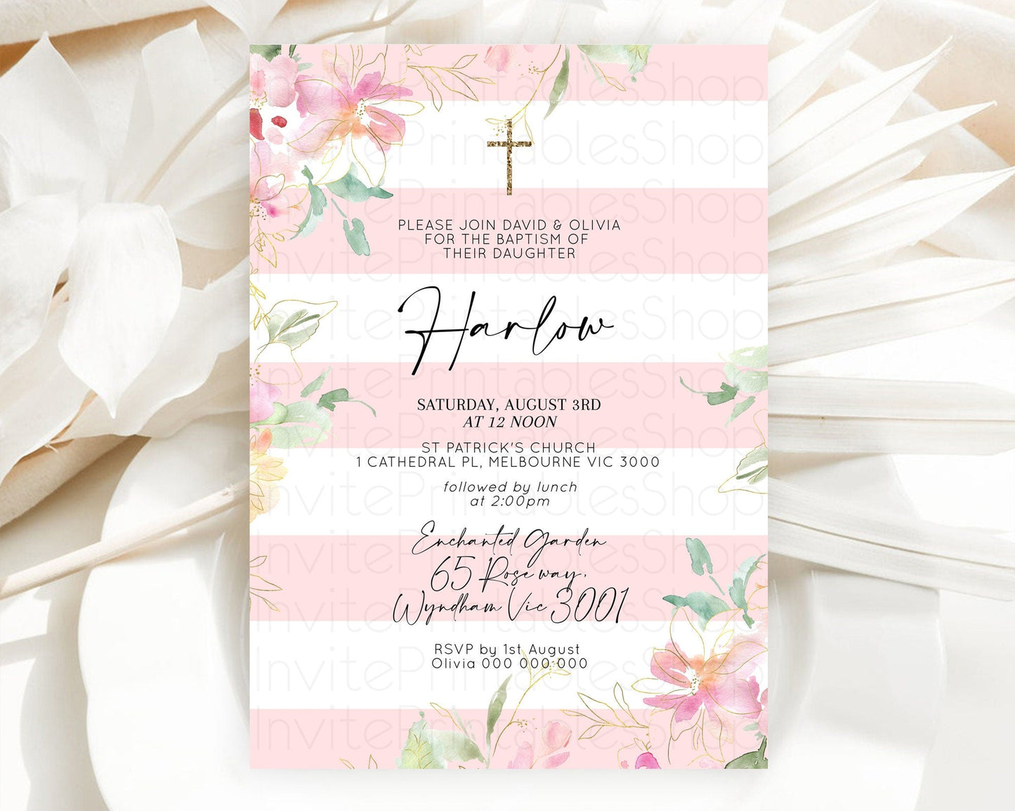 Secret Garden Baptism Invitation Wildflower Baptism Birthday Invite Pastel Flowers Christening Invite Enchanted Garden Boho Floral D10301