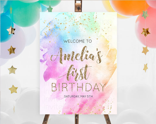 Editable Pastel Welcome Sign Pastel Rainbow Welcome Sign Colorful Rainbow Co