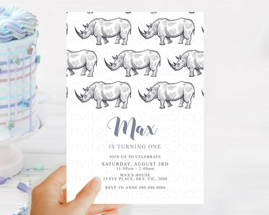 Editable Rhino Birthday Invitation Rhino Invitation Rhino Birthday Rhino Saf