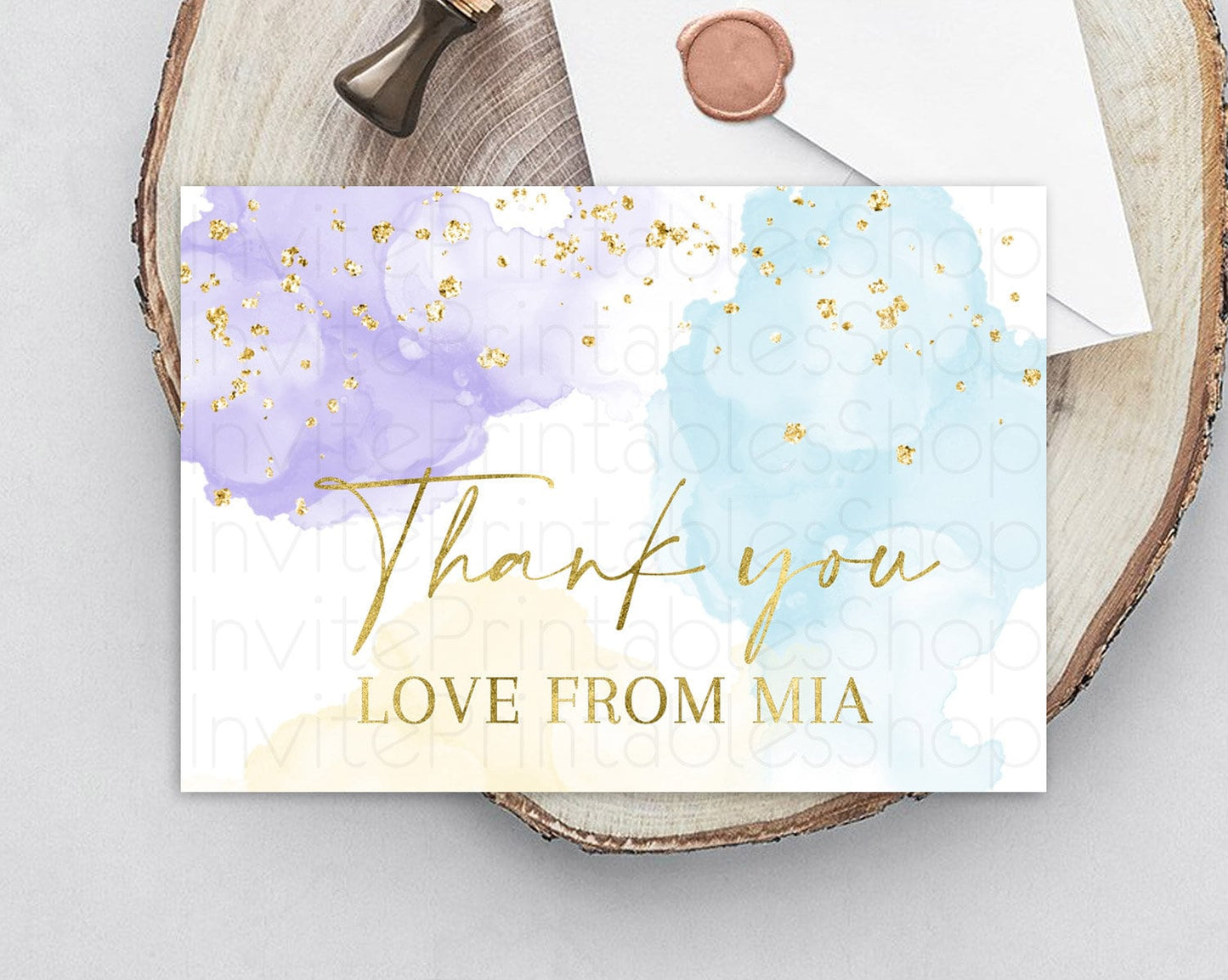 Pastel Thank You Rainbow Thank You Card Colorful Pastel Birthday Thank You Card Confetti Watercolor Pastel Teacher Thank You Cards D10206