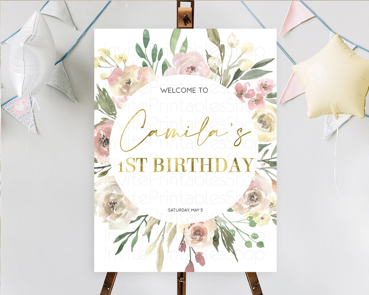 Secret Garden Welcome Sign Wildflower Welcome Board Pastel Flower Garden Welcome Poster Boho Wildflower First Birthday Welcome Sign D10202