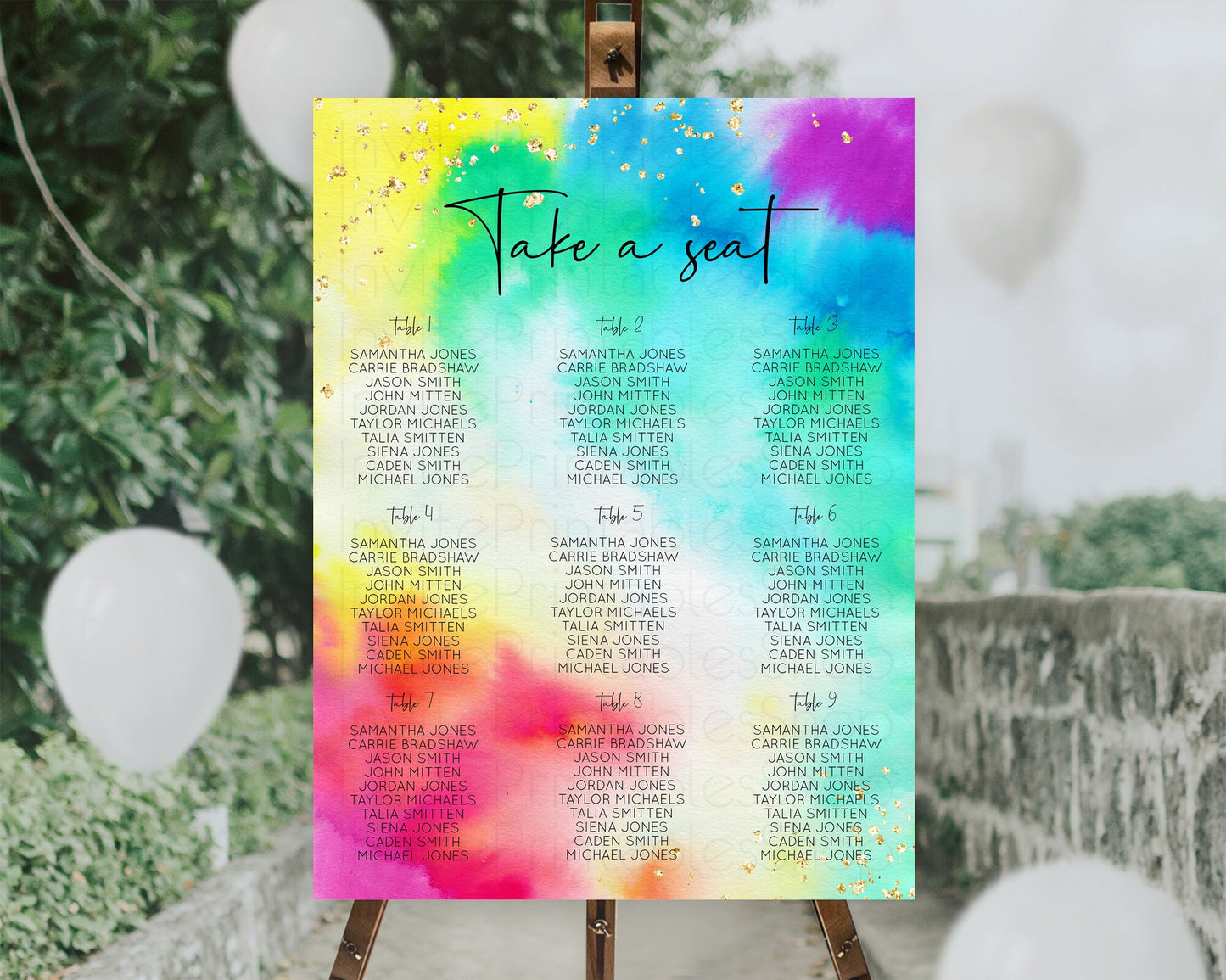 Tie Dye Seating Chart Rainbow Tie Dye Seating Chart Rainbow Colorful Seating Chart Tie Dye Pastel Rainbow Party Decor Take A Seat D10462